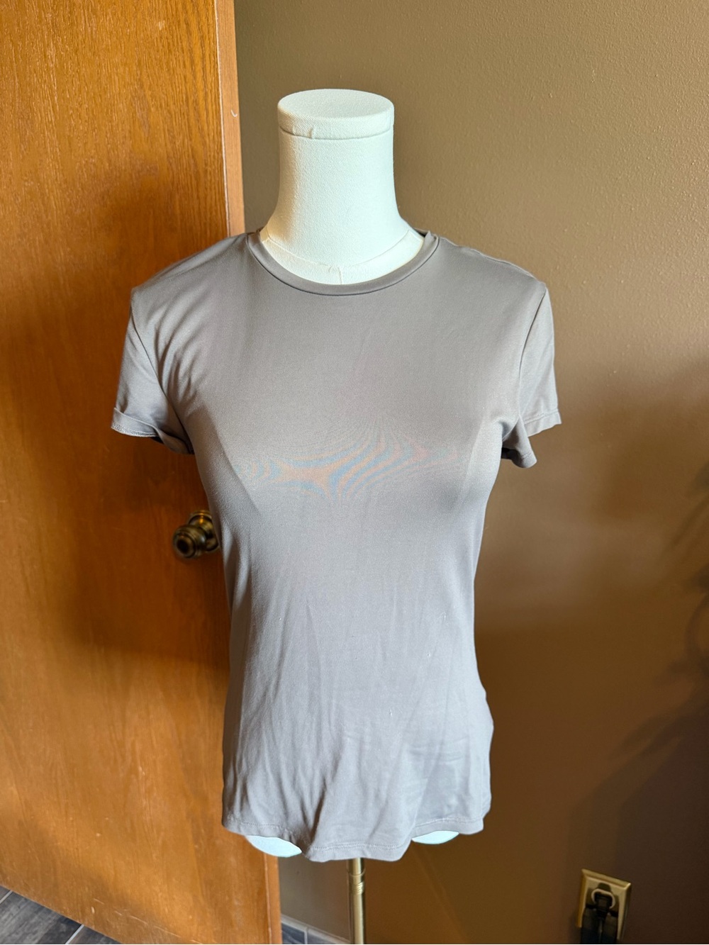 H&M Short Sleeve Crewneck Tee - Taupe Gray